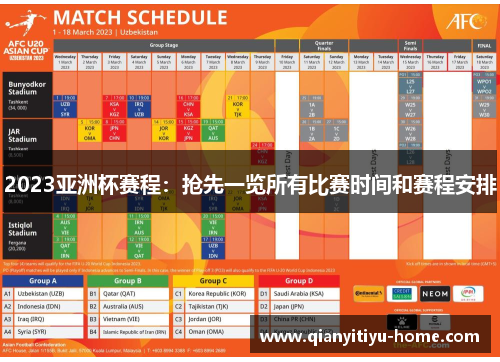 2023亚洲杯赛程:抢先一览所有比赛时间和赛程安排 2023亚洲杯赛程:抢先一览所有比赛时间和赛程安排